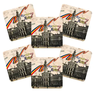 Arad romania, set 6 suporti coster din lemn, model a